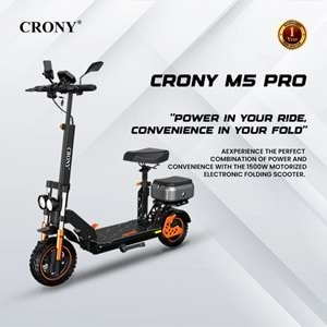 CRONY M5 Pro 1500W Yüksek Hızlı Elektrikli Scooter – Bluetooth Hoparlörlü, Mobil Uygulama Bağlantılı, IPX4 Suya Dayanıklı, 120 kg Taşıma Kapasiteli (Yetişkin & Çocuk)