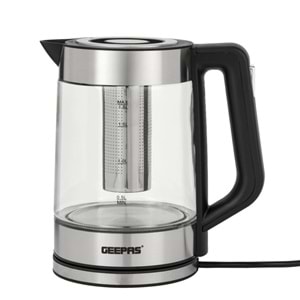 GEEPAS GK38049 1.7L ÇİFT KATMANLI CAM KETTLE - MAVİ LED IŞIKLI VE OTOMATİK KAPANMALI SU ISITICI - 360 DERECE KABLOSUZ TABAN