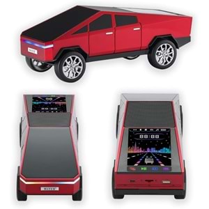 WSTER WS-580 KIRMIZI CYBERCAR TASARIMLI RGB IŞIKLI BLUETOOTH HOPARLÖR - LED EKRANLI FM RADYO VE GÜÇLÜ BASS DESTEKLİ WIRELESS SPEAKER