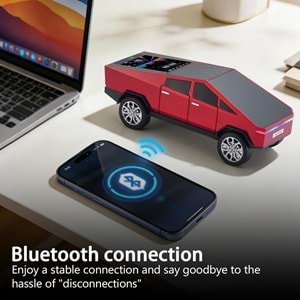 WSTER WS-580 KIRMIZI CYBERCAR TASARIMLI RGB IŞIKLI BLUETOOTH HOPARLÖR - LED EKRANLI FM RADYO VE GÜÇLÜ BASS DESTEKLİ WIRELESS SPEAKER