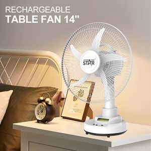 WINNING STAR ST-4060 ŞARJ EDİLEBİLİR 14 INÇ AYAKLI VANTİLATÖR - USB GİRİŞLİ TAŞINABİLİR STAND FAN