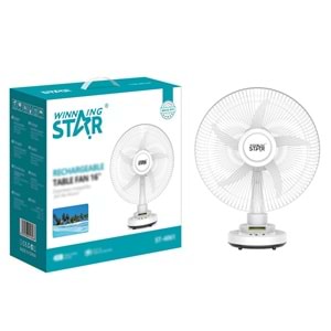 WINNING STAR ST-4061 16 INÇ YÜKSEK DEVİRLİ SOLAR ŞARJLI MASAÜSTÜ VANTİLATÖR - AC/DC ŞARJ EDİLEBİLİR PORTATİF MASA FANI