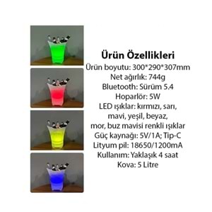 BLUETOOTH LED IŞIKLI BUZ KOVALI HOPARLÖR 2656114