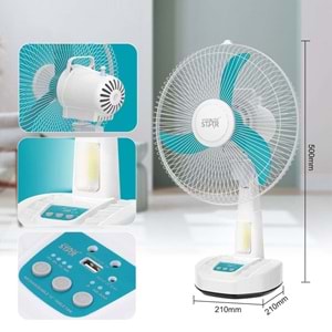 WINNING STAR ST-4058 SOLAR PANELLİ ŞARJ EDİLEBİLİR MASAÜSTÜ VANTİLATÖR