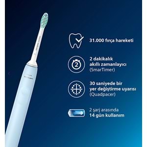 PHILIPS SONICARE 2100 SERIES SONIC ELEKTRİKLİ MAVİ DİŞ FIRÇASI HX3651/12