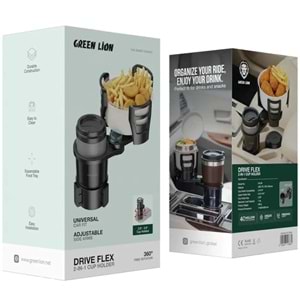 Green Lion Drive Flex 2'si 1 Arada Araç Bardaklığı - Siyah GNDRVFLXCCHBK