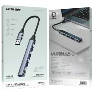 Green Lion 4'ü 1 Arada USB-C Hub Çoklayıcı Dönüştürücü - Siyah GN4N11HUSBCBK