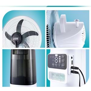 WINNING STAR ST-4313 SOLAR PANELLİ ŞARJ EDİLEBİLİR UZAKTAN KUMANDALI BUHARLI VANTİLATÖR