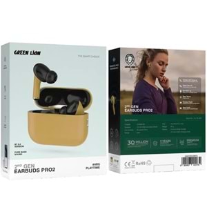 GREEN LION EARBUDS PRO 2 ANC KABLOSUZ KULAKLIK TWS SARI SİYAH - GN2EPRO2BKYL