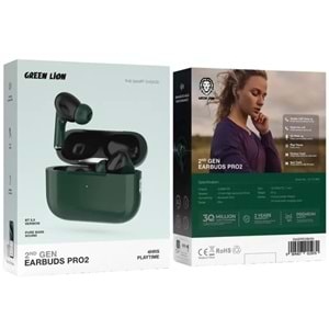 GREEN LION EARBUDS PRO 2 ANC KABLOSUZ KULAKLIK TWS YEŞİL SİYAH - GN2EPRO2BKGN