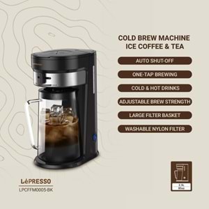 LEPRESSO COLD BREW SOĞUK KAHVE YAPMA MAKİNESİ 2.5L 750W SİYAH - LPCFFM0005BK