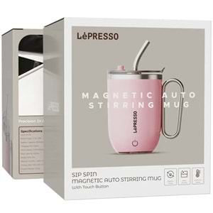 LEPRESSO SIP SPIN AUTO STIRRING MUG 420ML PEMBE - LPCFFASM0073PK