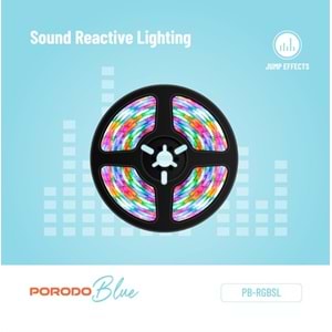 PORODO RGB LED ŞERİT IŞIK 5M SESE DUYARLI KUMANDALI - PB-RGBSL