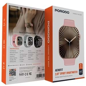 PORODO AEROFIT 2.01 INCH SPOR AKILLI SAAT PEMBE - PDSWXPK