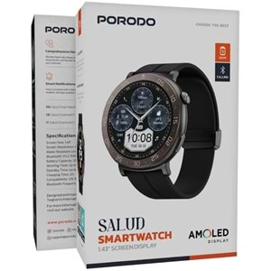 PORODO SALUD SMARTWATCH 1.43 AMOLED AKILLI SAAT KAHVERENGİ SİYAH - PDSWT67BK