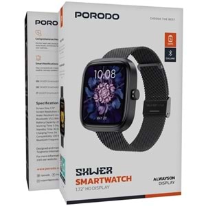 PORODO SKWER 1.72 HD AKILLI SAAT SİYAH - PDSWT71BK