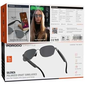 PORODO SILENZA BLUETOOTH AKILLI GÖZLÜK DOKUNMATİK SİYAH - PDLFSTHY1013BK