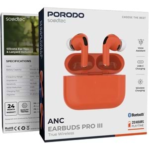 PORODO AIRPODS PRO 3 ANC KABLOSUZ KULAKLIK TWS TURUNCU - PD8002OR
