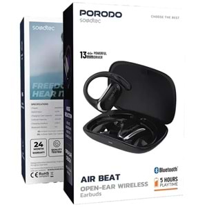 PORODO AIR BEAT AÇIK KULAK KABLOSUZ KULAKLIK SİYAH - PDSTWMO05BK