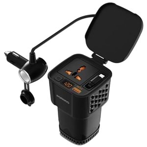 PORODO DRİVESTATİON 200W ŞARJ KABLOLU ARAÇ İNVERTERİ SİYAH - PDCI103BK