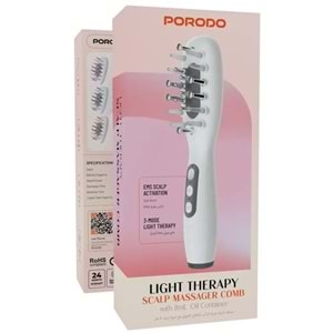 PORODO IŞIK TERAPİLİ ELEKTRİKLİ SAÇ MASAJ TARAĞI BEYAZ - PDFLSTF1WH