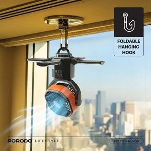 PORODO SOLAR GÜNEŞ ENERJİLİ KAMP VANTİLATÖRÜ TURUNCU SİYAH - PDLFSTFNBKOG