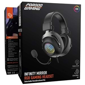 PORODO INFINITY MIRROR RGB OYUNCU KULAKLIĞI SİYAH - PDXSTGHS759BK