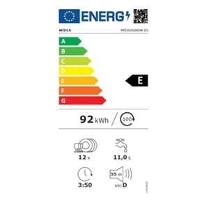 MIDEA MFD60S080W BULAŞIK MAKİNESİ 60CM 4 PROGRAM BEYAZ