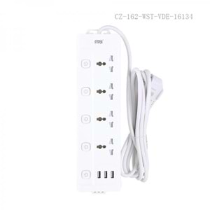 WINNING STAR ST-4032 2000W 3 METRE 4'LÜ EVRENSEL PRİZ 3 USB GİRİŞLİ 5 AYRI ANAHTARLI ÇOKLU UZATMA KABLOSU