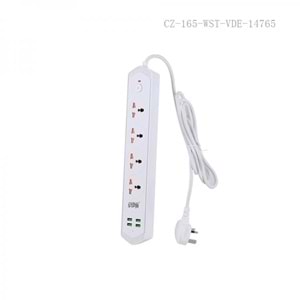 WINNING STAR ST-4043 2500W 4'LÜ EVRENSEL PRİZ 4 USB GİRİŞLİ TEK ANAHTARLI ÇOKLU UZATMA KABLOSU