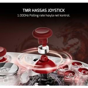 GAMEPOWER ASURA TMR JOYSTICK RGB KABLOSUZ GAMING GAMEPAD - BEYAZ (2.4G / BLUETOOTH)