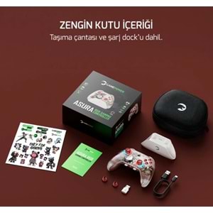 GAMEPOWER ASURA TMR JOYSTICK RGB KABLOSUZ GAMING GAMEPAD - BEYAZ (2.4G / BLUETOOTH)