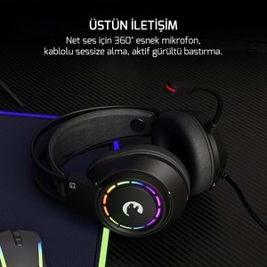 GAMEPOWER VOLDON 7.1 SURROUND RAINBOW GAMING OYUNCU KULAKLIĞI - SİYAH