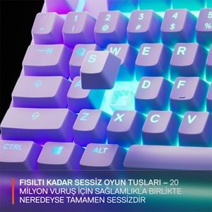 STEELSERIES APEX 3 TKL RGB AYDINLATMALI SUYA DAYANIKLI SESSİZ TÜRKÇE Q GAMING OYUNCU KLAVYESİ - LAVENDER