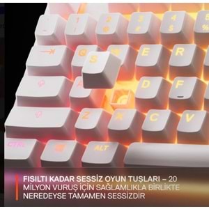 STEELSERIES APEX 3 TKL RGB AYDINLATMALI SUYA DAYANIKLI SESSİZ TÜRKÇE Q GAMING OYUNCU KLAVYESİ - BEYAZ