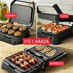 TEFAL GC510DE0 SUPERGRILL 3in1 6 DİLİM KAPASİTELİ 2000W BARBEKÜ IZGARA VE TOST MAKİNESİ - SİYAH