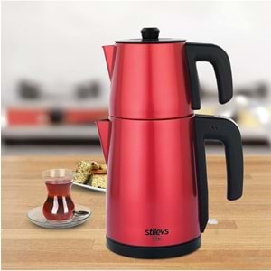 STİLEVS BİÇAY ÇELİK ÇAY MAKİNESİ İNOX & VİŞNE