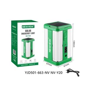 NEWVEW NV-Y20 SOLAR GÜNEŞ ENERJİLİ ACİL DURUM IŞIĞI 1200MAH