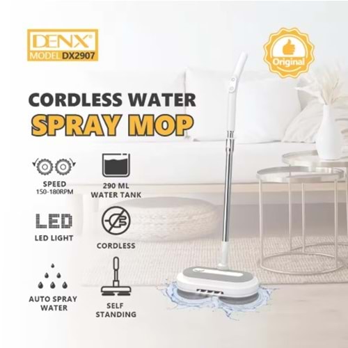 DENX KABLOSUZ ŞARJLI MOP SÜPÜRGE SU PÜSKÜRTMELİ DX2907 2553030