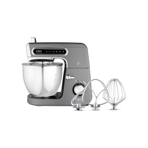 FAKİR CHEF PASTRO MUTFAK ŞEFİ & STAND MİKSER GÜÇLÜ ANTRASİT 6LT 3 BAŞLIKLI