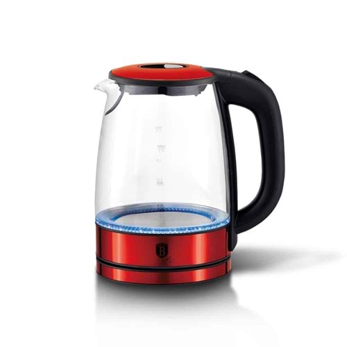 BERLİNGERHAUS BH-9117 ELEKTRİKLİ CAM KETTLE LED IŞIKLI BORDO