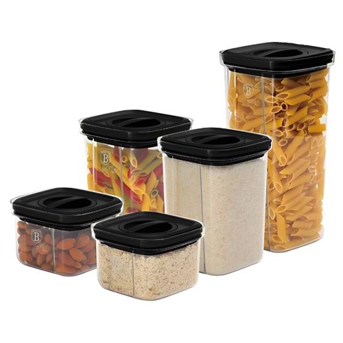 BERLİNGERHAUS BH-8577 SAKLAMA KABI SET 10 PARÇA SİYAH KAPAK