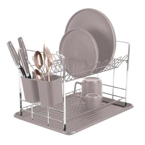 BERLİNGERHAUS BH-8596 BULAŞIK KURUTMA RAFI MAT GRİ-KAHVERENGİ TON