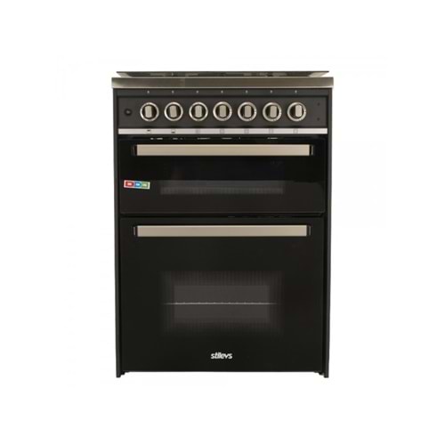 STİLEVS SİYAH ÇİFT KAZANLI SOLO FIRIN ST-FR6060SEMIWOKDUO-BL