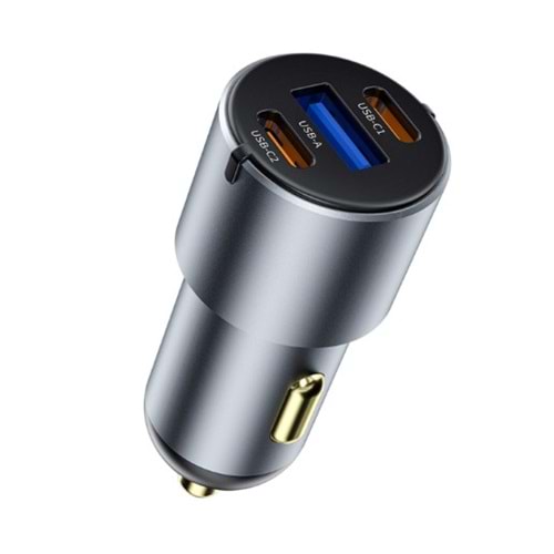 CC032 NANO PRO SERİSİ DUAL TYPE-C + USB-A 60W ARAÇ ŞARJI