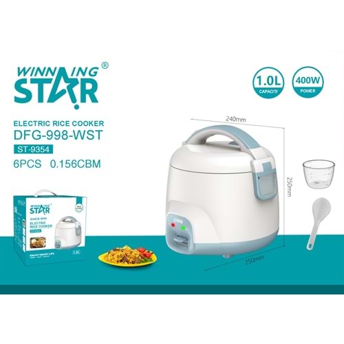 Winning Star ST-9354 Mini Pirinç Pişirici | Taşınabilir Akıllı Rice Cooker | Yapışmaz İç Hazne