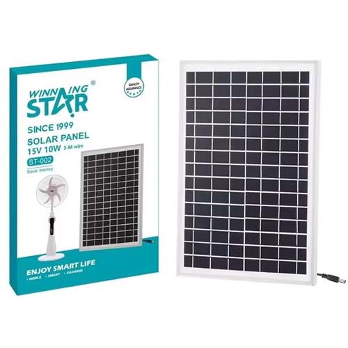 WINNING STAR ST-002 15V 10W GÜNEŞ PANELİ - ST-4004 SOLAR FAN UYUMLU 5 METRE KABLOLU ŞARJ PANELİ