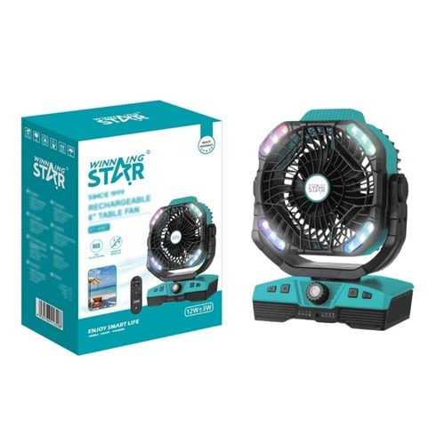 WINNING STAR ST-4067 ŞARJLI MASAÜSTÜ VANTİLATÖR RGB
