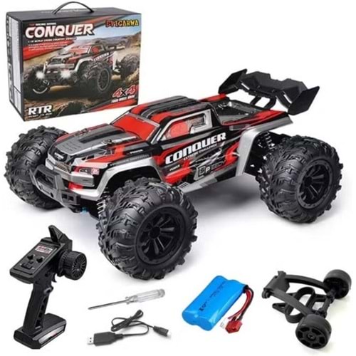 EPICARMA EA-RTR525-RD CONQUER 1/16 4WD 50KM/H UZAKTAN KUMANDALI HIZLI MONSTER TRUCK - SİYAH/KIRMIZI