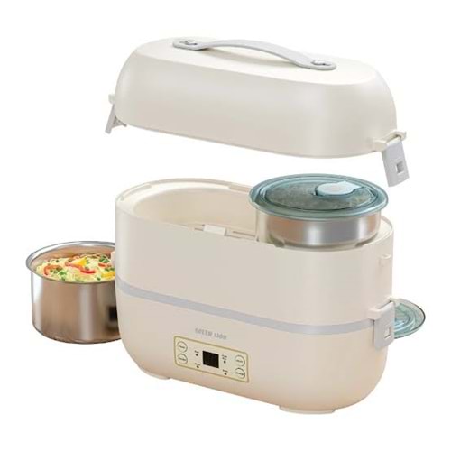 Green Lion GLB-25 Bölmeli Sefer Tası Yemek Kutusu 2L - Krem GNGB25LBXCM